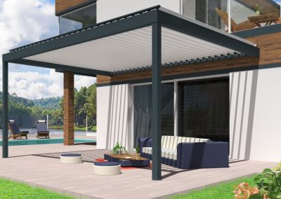 Pergola bioclimatique perpendiculaire en aluminium