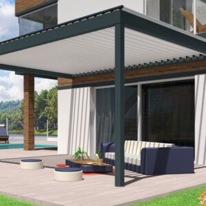 Pergola bioclimatique perpendiculaire en aluminium